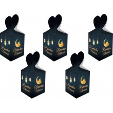 Gift Boxes - Ramadan Mubarak Black & Gold Lanterns - 5 Pk